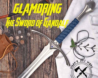 Monogram Sword, Sword of Glamdring the Elvenking Long Sword, Wall Mount Decor, Battle Ready Sword, Fantasy Swords,Handmade Engraved Costume