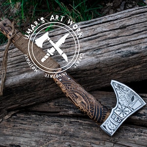 Custom Viking Axe Gift, Hand Forged Carbon Steel Axe with Ash Wood Shaft, Unique Wedding Gift Axe, Best Birthday & Anniversary Present for Him