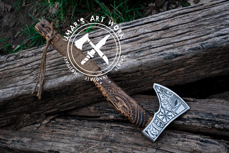 Custom Viking Axe Gift, Hand Forged Carbon Steel Axe with Ash Wood Shaft, Unique Wedding Gift Axe, Best Birthday & Anniversary Present for Him
