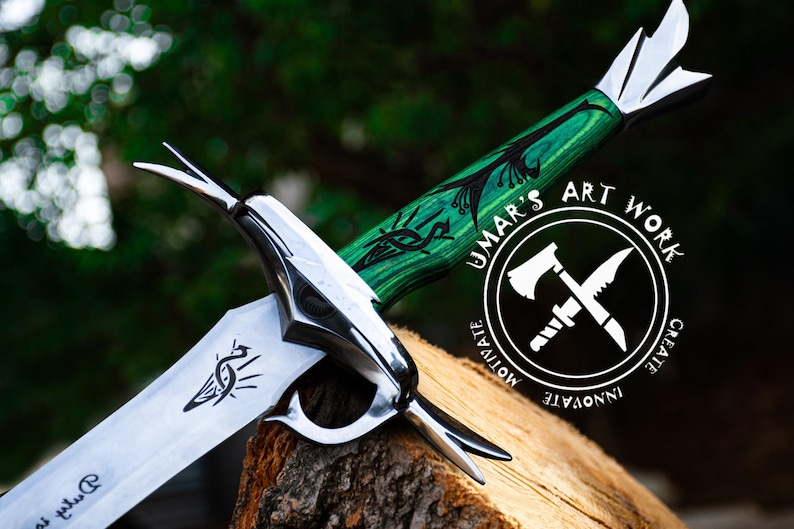 Viking Sword for Him The Heron Marked Blade Great Sword handmade fantasy sword with a scabbard, a unique wedding anniversary or groomsmen gift for men