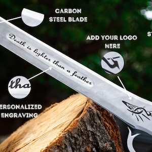 Engraved Viking Sword for Boyfriend, Handmade Master Sword Longsword, Unique Wedding Anniversary or Christmas Gift Idea