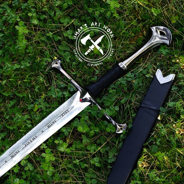 ANDURIL Schwert des Striders, individuell graviertes Schwert, LOTR-Schwert, Herr der Ringe König Aragorn Ranger-Schwert, Strider-Messer, Lotr-Geschenke für Männer