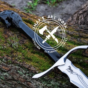 Handmade Viking Sword Fantasy sword Prop Christmas Gift Cosplay Accessory Carbon Steel Blade Horse Design Handle Leather Sheath Wall Decor Unique Gift Idea