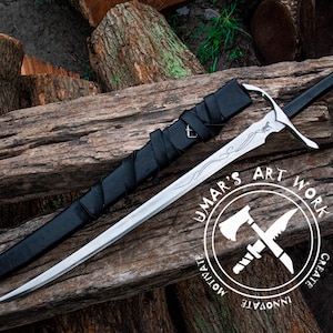 Handmade Viking Sword Fantasy sword Prop Christmas Gift Cosplay Accessory Carbon Steel Blade Horse Design Handle Leather Sheath Wall Decor Unique Gift Idea