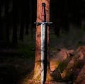 Handcrafted Carbon Steel Viking Greatsword with Leather Scabbard, Viking Sword gift for dad , Personalized Sword Medieval Sword Christmas