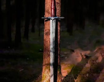 Handcrafted Carbon Steel Viking Greatsword with Leather Scabbard, Viking Sword gift for dad , Personalized Sword Medieval Sword Christmas