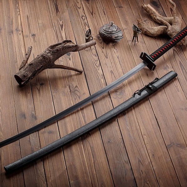 Black Blade Anime Sword,Japanese Samurai Sword,Real Handmade anime Katana,High-carbon steel