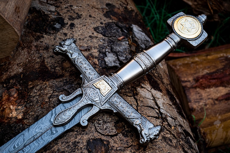 Hand-Forged Damascus Steel Viking Sword, Medieval Sword Gift for Birthday, Anniversary Gift for Husband, Groomsmen Gift, Unique Christmas Gift, Wall Decor Sword