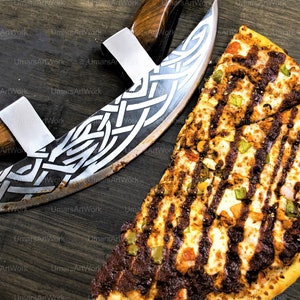 Pizza Axe Pizza Slicer Hand forged Viking Pizza Cutter Viking Bearded Camping Axe  Kitchen Pizza knife Pizza Lover Personalized Gift