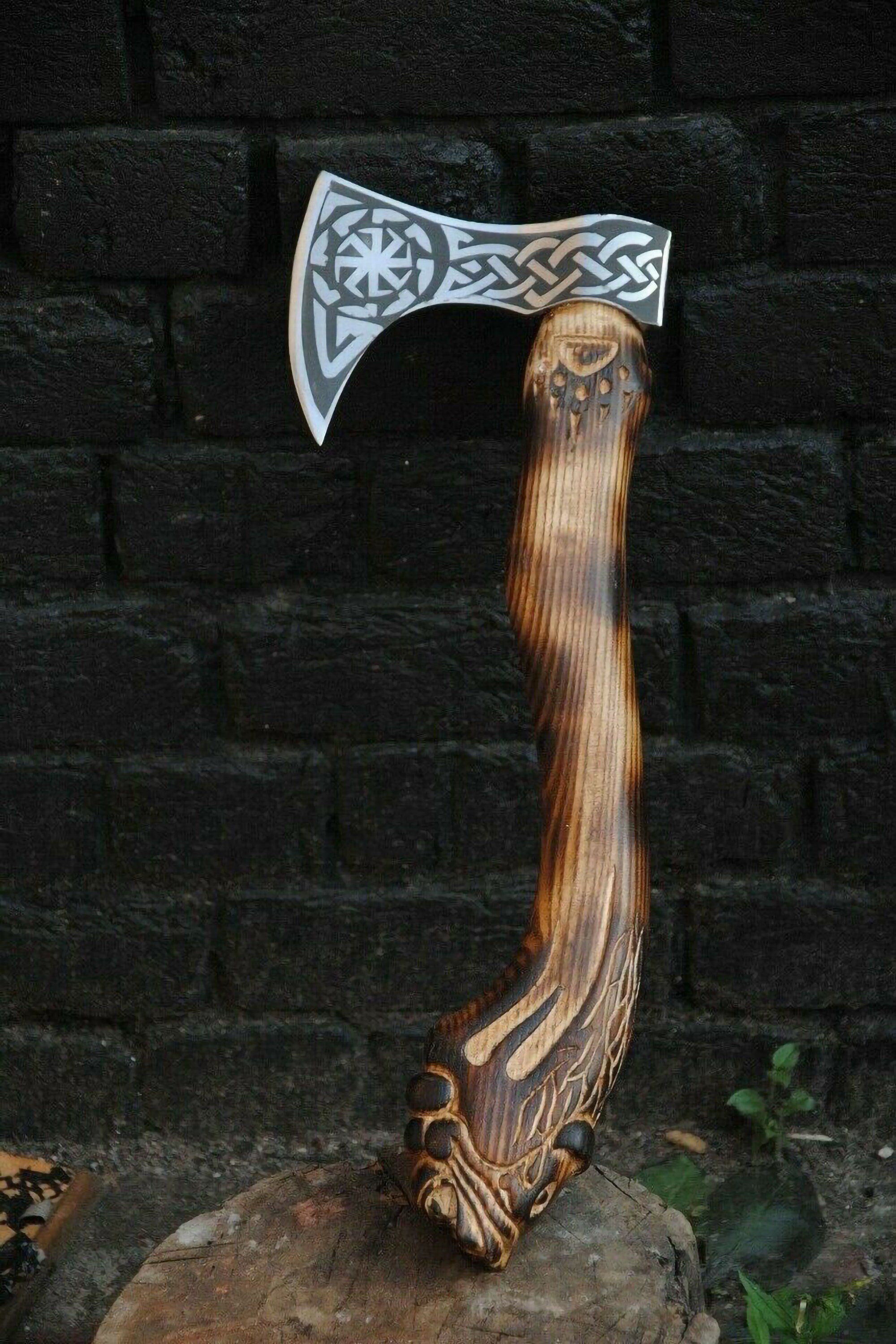 VIKING AXE Etched on viking axe Head Beautiful Axe Handle Etsy