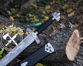 手鍛造ダマスカス鋼キングソロモン十字軍剣ダビデの星中世剣