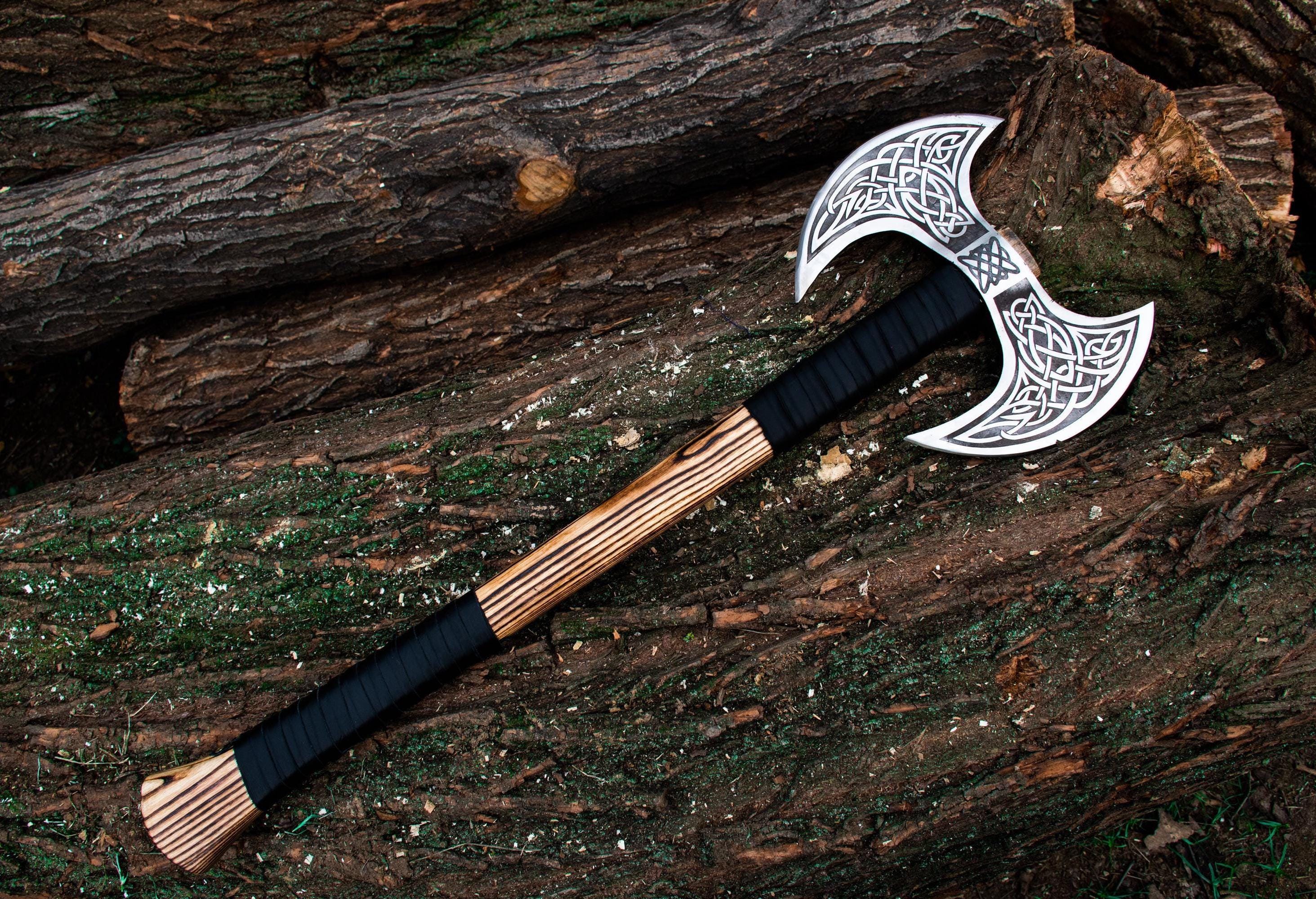 Personalized Viking Axe, Custom Engraved Hand Forged Double Head