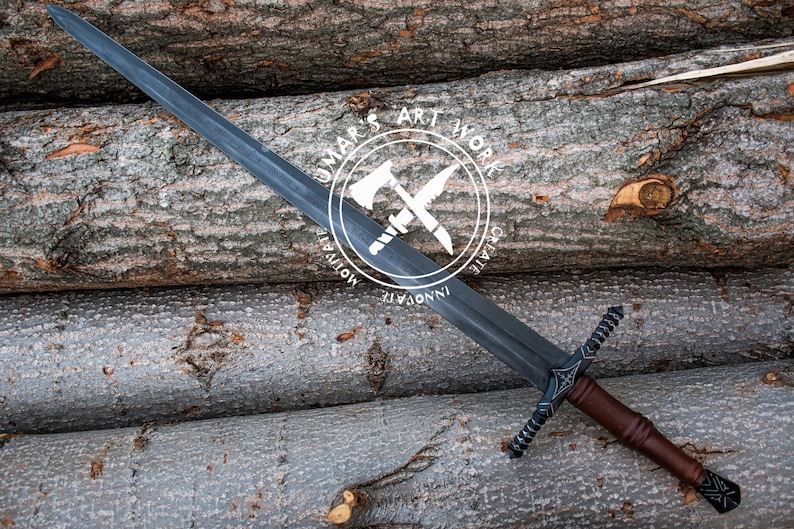 Handcrafted Viking sword for cosplay Engraved medieval sword for home decor personalized fantasy sword gift for him Christmas gift and unique birthday gift for boyfriend.