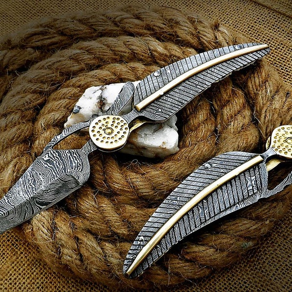 Couteau pliant de poche Damas, couteau pliant de poche personnalisé, cadeaux de garçons d’honneur, cadeau d’anniversaire, lame en acier authentique de Damas, cadeau pour mari