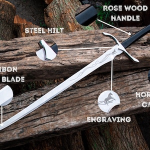 Viking Sword Fantasy Sword Christmas Gift for Boyfriend Handmade Carbon Steel Master Sword for Decorative Wall Decor Gift idea for Husband