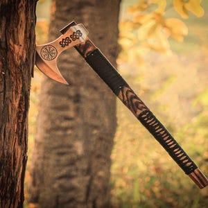 Hand Forged Viking axe made with Carbon Steel Gift for Men and Women with Personalized Wooden box Wedding Groomsmen Proposal Gift for Him