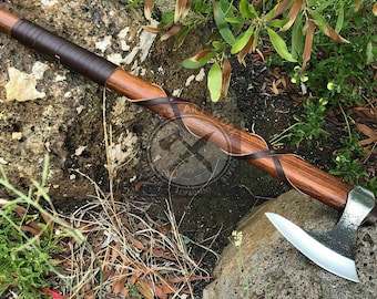 Hand forged Ragnar Lothbrok bearded Viking Axe and Leather Sheath Viking Axe Beautiful Rosewood Axe Handle Camping Hatchet Gift for him