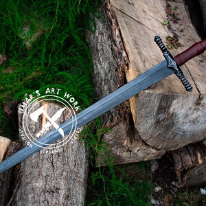 Handcrafted Viking sword for cosplay Engraved medieval sword for home decor personalized fantasy sword gift for him Christmas gift and unique birthday gift for boyfriend.