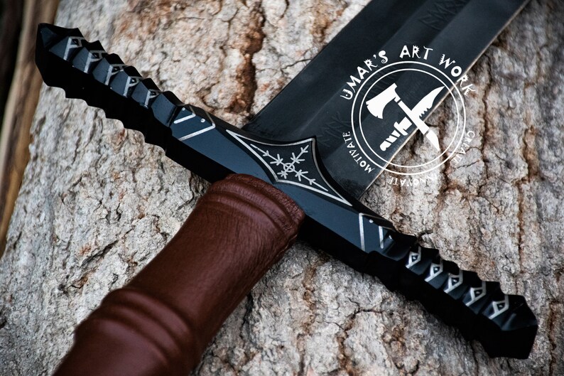 Custom Viking cosplay sword with engraved blade, perfect for medieval decor, fantasy sword collection, and personalized gifts for him or boyfriend