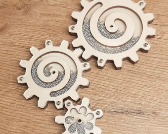 Sensory Wooden Gears with Sand, Busy Board Parts, Montessori Activity Board Element, Busy Board Zubehör, Sensory Board Toy