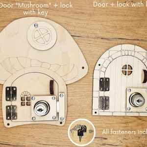 Busy Board Parts Busy board details Busy board pieces Busy board elements Wooden detail busy board accessory Busy board DYI Wooden doors