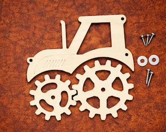 Busy Board Parts, Wooden Tractor Gears, Busy Board Elements, DIY Busy Board Accessory, Montessori Gears