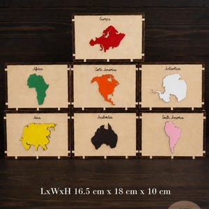 Montessori Geographie-Box - Kontinent-Box aus Holz für Vorschule & Hausschule