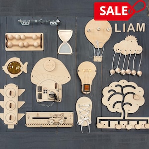 Parts for DIY busy board – Wooden Montessori Accessories for Sensory Board – Perfect Toddler Gift