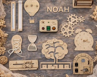 DIY Busy Board Parts – Montessori Activity Board Components – Wooden Sensory Toy Gift for Baby and Toddler