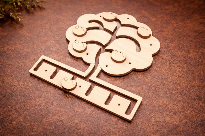 DIY Busy Board Parts – Montessori Activity Board Components – Wooden Sensory Toy Gift for Baby and Toddler Maze "Tree"