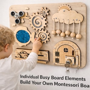 DIY Busy Board Parts – Montessori Activity Board Components – Wooden Sensory Toy Gift for Baby and Toddler image 2