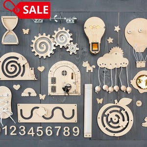 Pièces du tableau occupé à faire soi-même - Composants du tableau d'activités Montessori - Cadeau jouet sensoriel en bois pour bébé et tout-petit