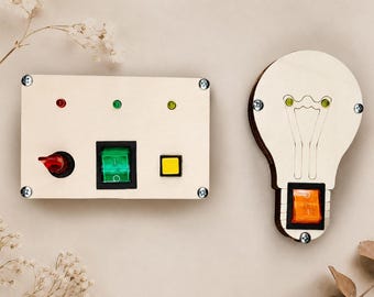 Light Switch Busy Board Element, Montessori Activity Board Part, Sensory Board Accessory, Fine Motor Toy, Practical Life Toy