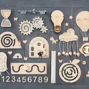 DIY Busy Board Parts – Montessori Activity Board Components – Wooden Sensory Toy Gift for Baby and Toddler image 4