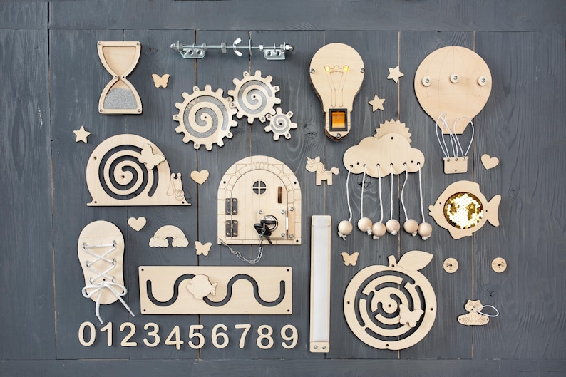 DIY Busy Board Parts – Montessori Activity Board Components – Wooden Sensory Toy Gift for Baby and Toddler image 4
