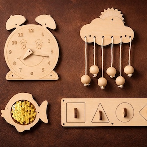 DIY Busy Board Parts – Montessori Activity Board Components – Wooden Sensory Toy Gift for Baby and Toddler image 13