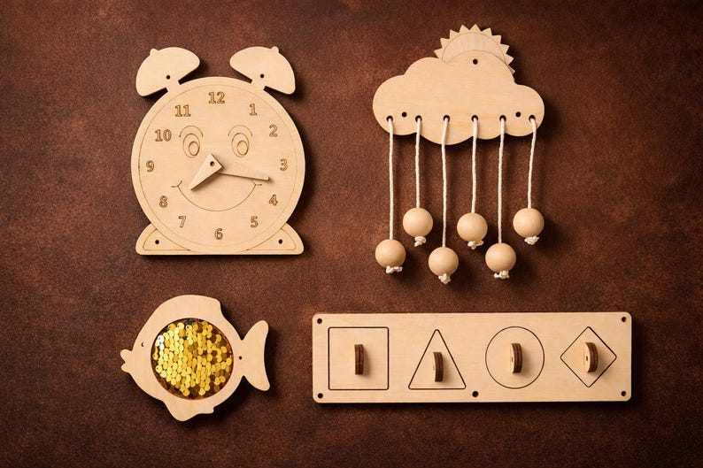 DIY Busy Board Parts – Montessori Activity Board Components – Wooden Sensory Toy Gift for Baby and Toddler image 13