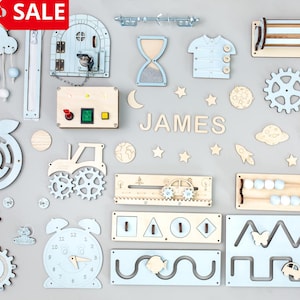 Pièces et accessoires pour tableau en bois occupé - Éléments sensoriels Montessori pour le bricolage - Idée cadeau unique pour bébé