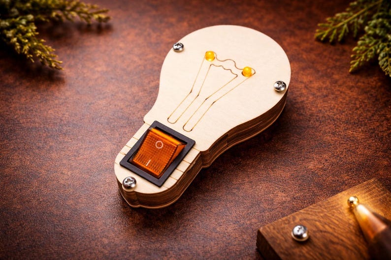 DIY Busy Board Parts – Montessori Activity Board Components – Wooden Sensory Toy Gift for Baby and Toddler Ligth bulb