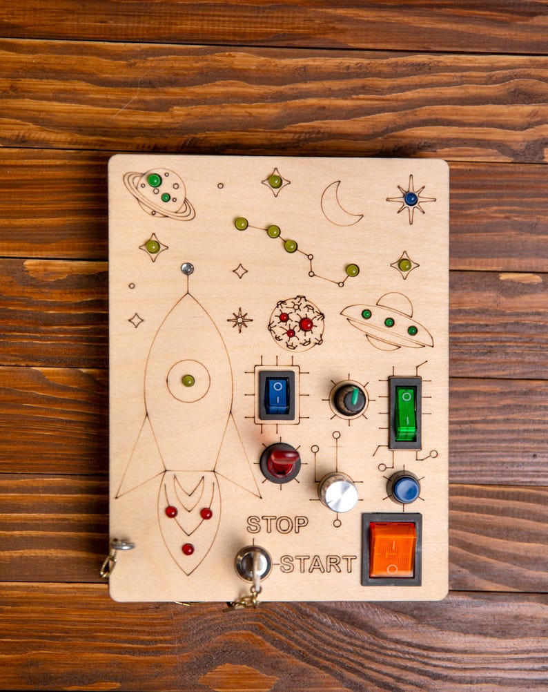 Toddler Busy Board With Lights and Switches – Montessori Sensory Wooden ...