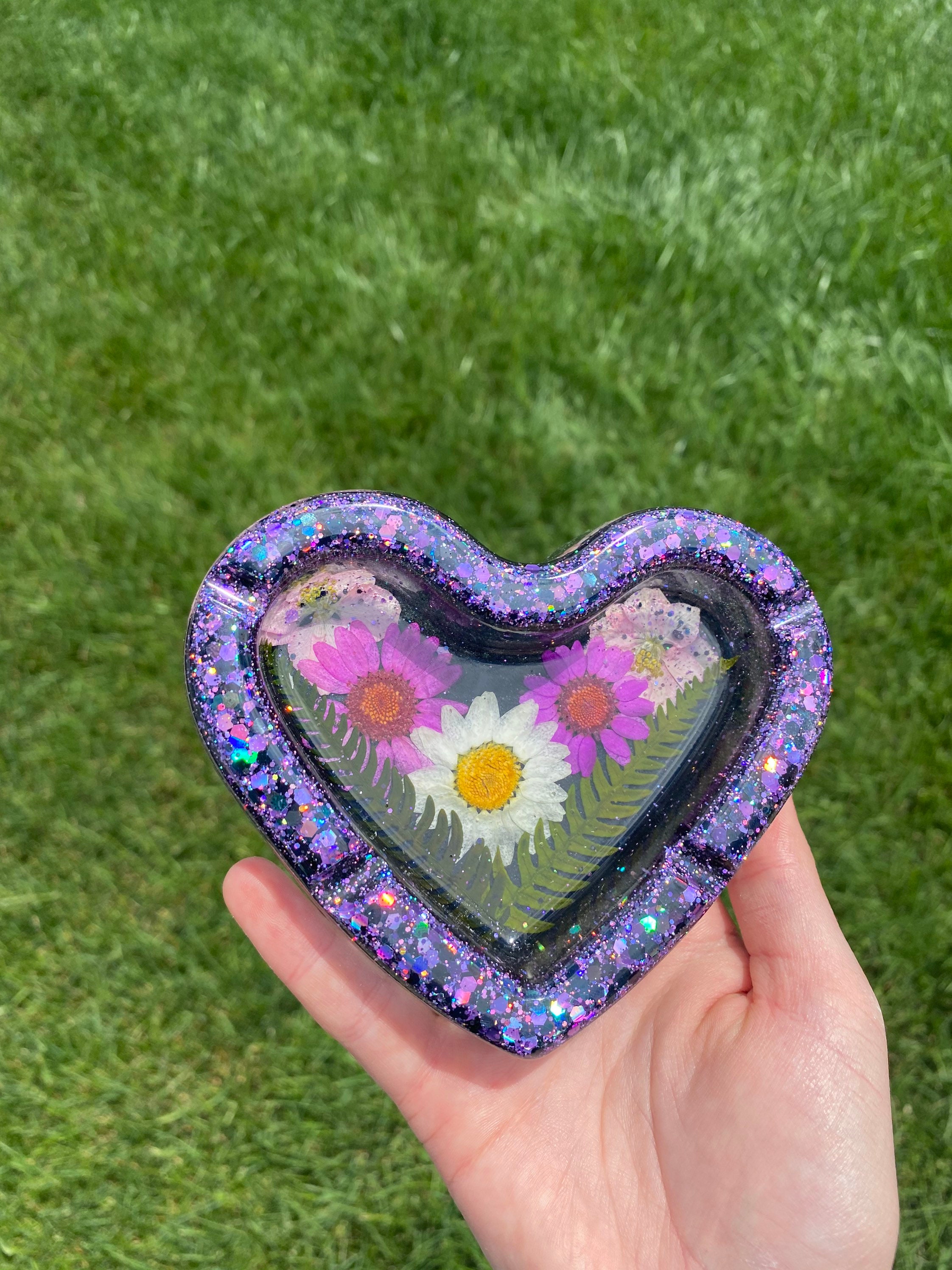 Purple floral heart shaped ashtray | Etsy