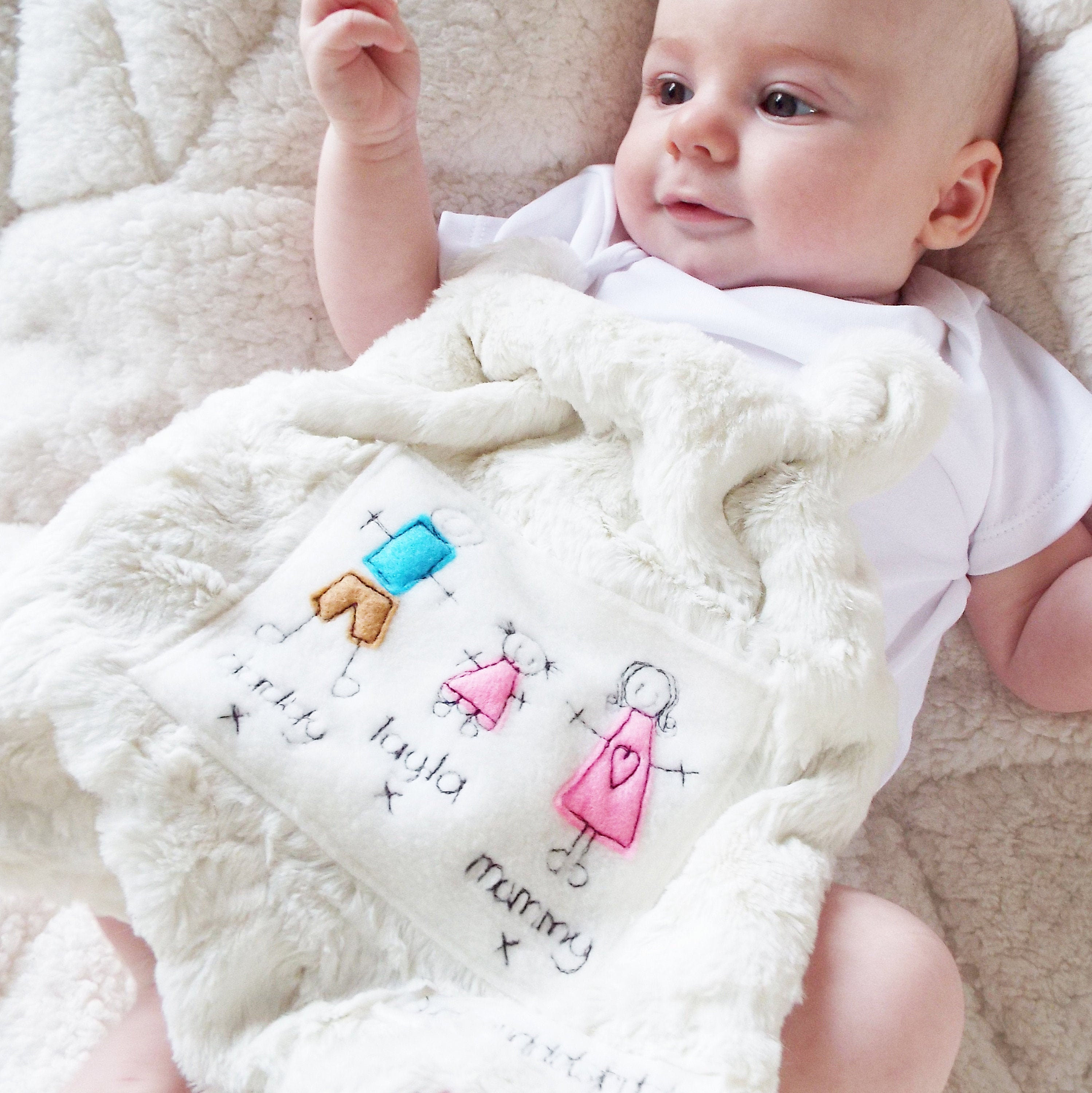Personalised Family Baby Blankie From Spotsanddotsfortots. New Etsy UK