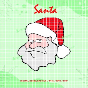 Santa Face SVG, Santa Head svg png eps dxf, Weihnachten.  Weihnachtsmann Silhouette/ Holiday SVG, Weihnachtsmann Clipart,
