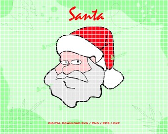 Santa Face SVG, Santa Head svg png eps dxf, Christmas.  Santa silhouette/ Holiday SVG, Santa Clipart,