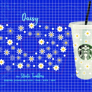 Daisy Venti 24 Unzen SVG, Sakura Schichten svg, Sakura svg, Tassen Full Wrap svg, Full Wrap Schichten Tasse 22 Unzen, digitaler Download für Cricut Silhouette