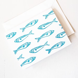 Carte d'impression en forme de bloc de poisson (4 x 6 po.) avec enveloppe