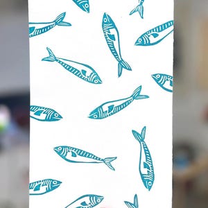 Fish Block Print (5&quot;x7&quot;) with Envelope