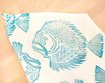 Flounder Fish Pattern Flour Sack Cotton Kitchen Tea Towel