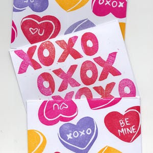Valentinstag Block Print Karte (4 "x6 ") mit Umschlag (3er Set)"