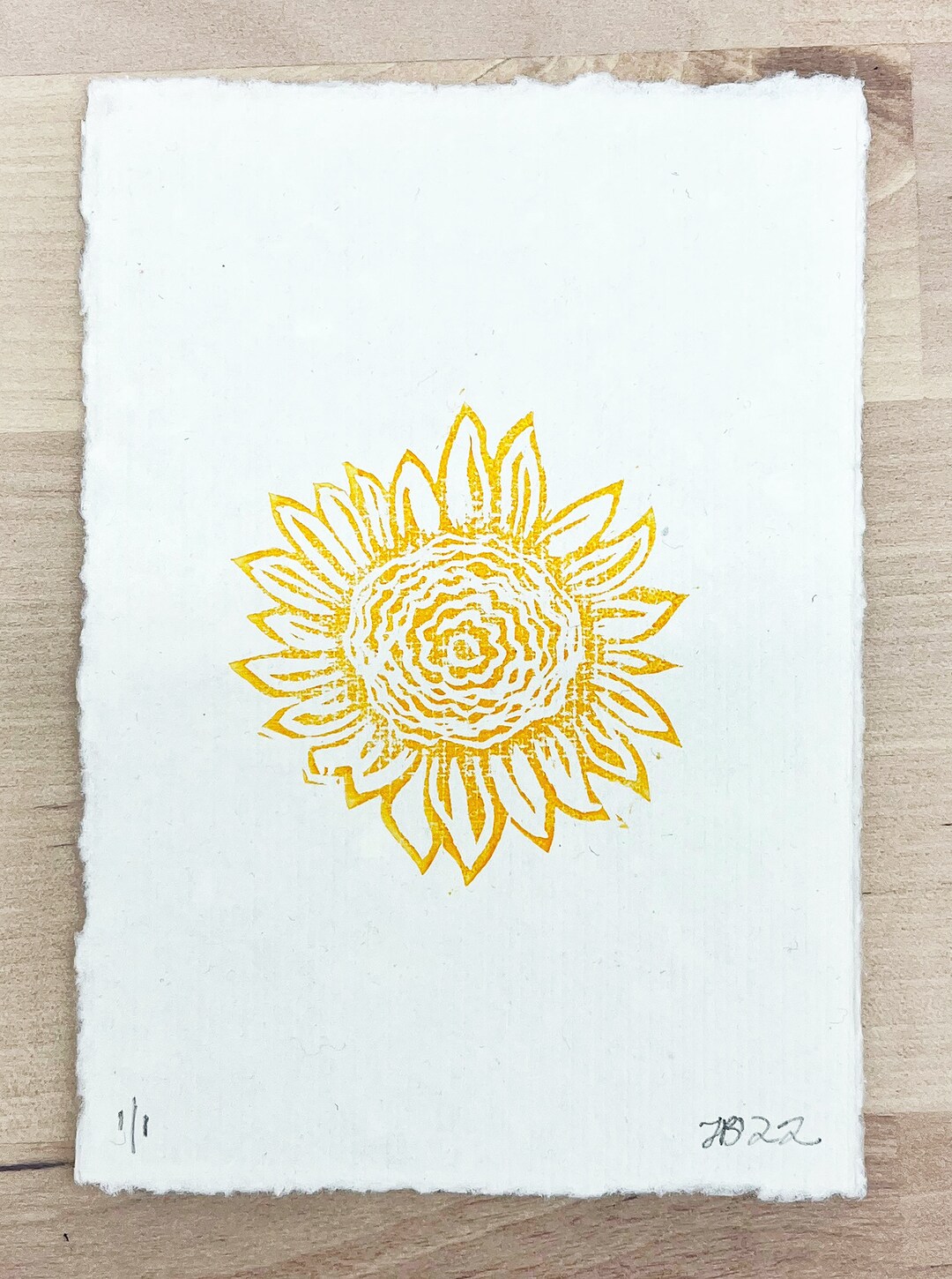 Sunflower Print on Khadi Paper Etsy